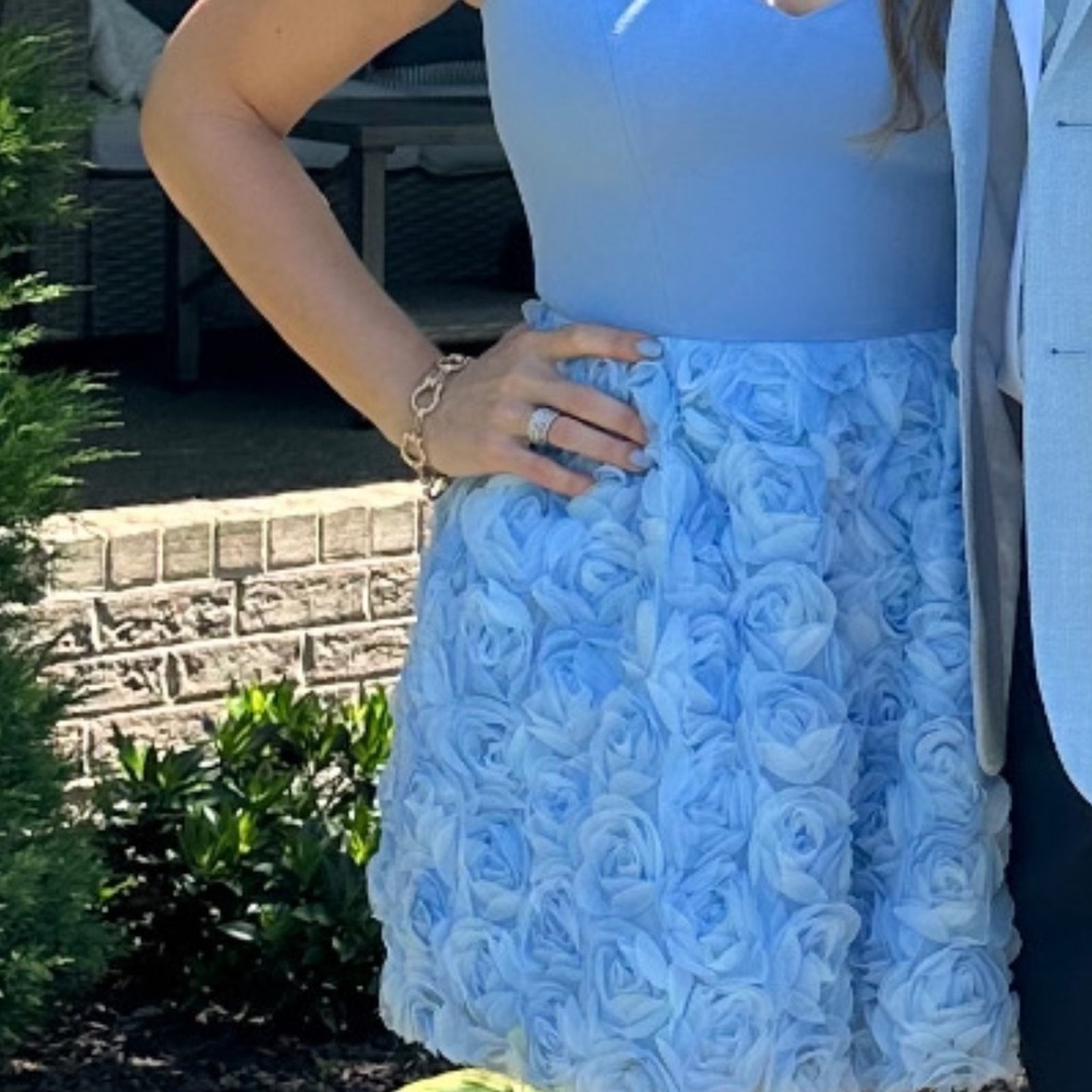 Dress the Population Light Blue Floral Mini Dress - Picture 8 of 9